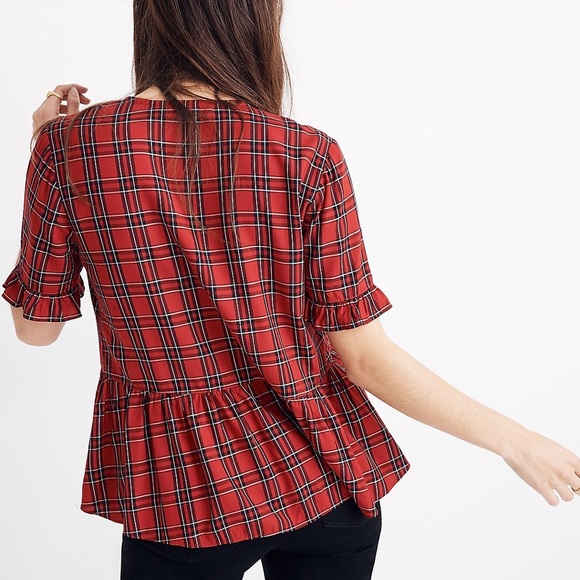Madewell Studio Ruffle-Hem Top in Clanton Plaid - Picture 2 of 4